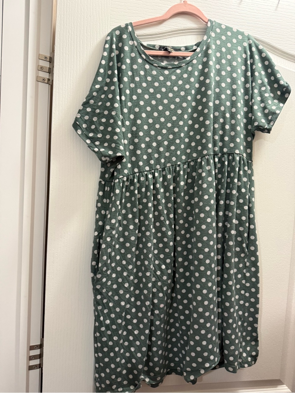Women Green Polka Dot Short Sleeve Dress